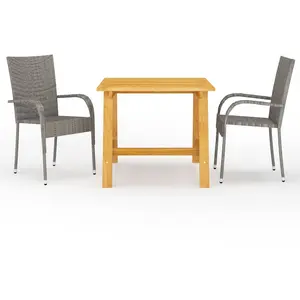 vidaXL Ensemble de salle à manger de jardin 3 pcs Gris pas cher