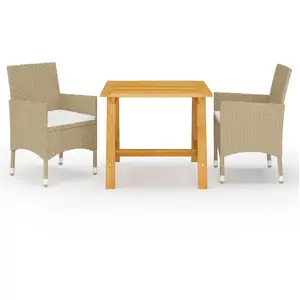 vidaXL Ensemble de salle à manger de jardin 3 pcs Beige pas cher