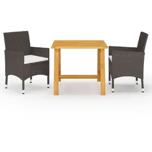 vidaXL Ensemble de salle à manger de jardin 3 pcs Marron pas cher