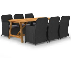 vidaXL Ensemble de salle à manger de jardin 7 pcs Noir pas cher