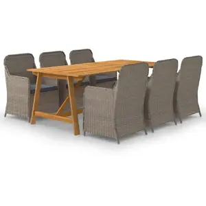vidaXL Ensemble de salle à manger de jardin 7 pcs Marron pas cher