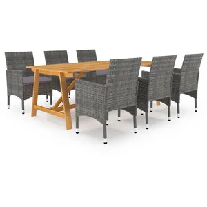 vidaXL Ensemble de salle à manger de jardin 7 pcs Gris pas cher