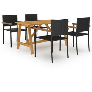 vidaXL Ensemble de salle à manger de jardin 5 pcs Noir pas cher