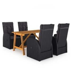 vidaXL Ensemble de salle à manger de jardin 5 pcs Noir pas cher