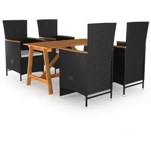 vidaXL Ensemble de salle à manger de jardin 5 pcs Noir pas cher