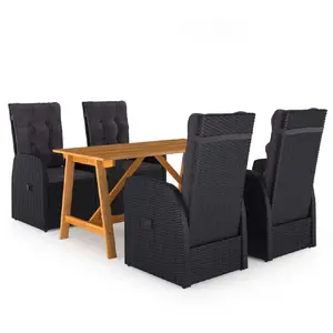 vidaXL Ensemble de salle à manger de jardin 5 pcs Noir pas cher