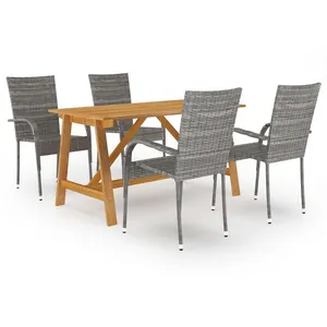 vidaXL Ensemble de salle à manger de jardin 5 pcs Gris pas cher