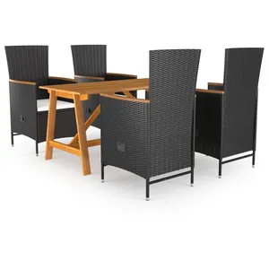 vidaXL Ensemble de salle à manger de jardin 5 pcs Noir pas cher
