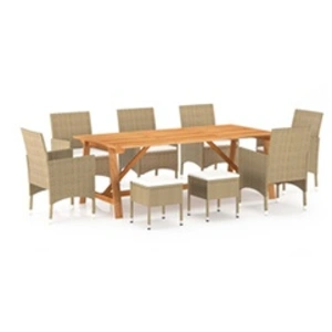 vidaXL Ensemble à manger de jardin 9 pcs Beige pas cher