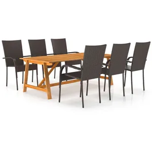 vidaXL Ensemble de salle à manger de jardin 7 pcs Marron pas cher