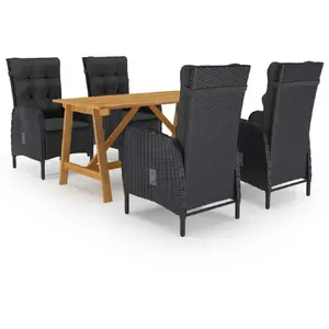 vidaXL Ensemble de salle à manger de jardin 5 pcs Noir pas cher