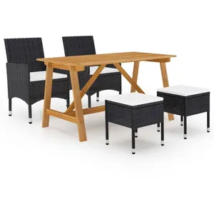 vidaXL Ensemble de salle à manger de jardin 5 pcs Noir pas cher
