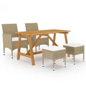 VIDAXL Ensemble à manger de jardin 5 pcs - Beige pas cher