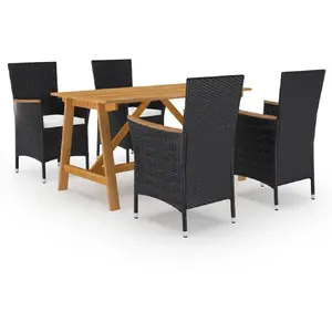 vidaXL Ensemble de salle à manger de jardin 5 pcs Noir pas cher
