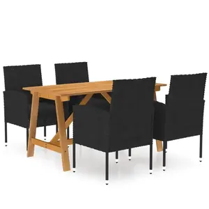 vidaXL Ensemble de salle à manger de jardin 5 pcs Noir pas cher