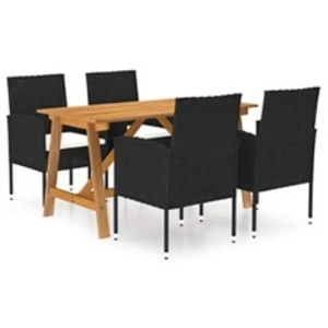 vidaXL Ensemble de salle à manger de jardin 5 pcs Noir pas cher
