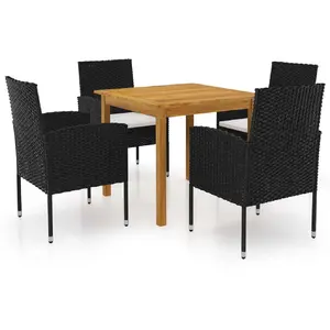 vidaXL Ensemble de salle à manger de jardin 5 pcs Noir pas cher