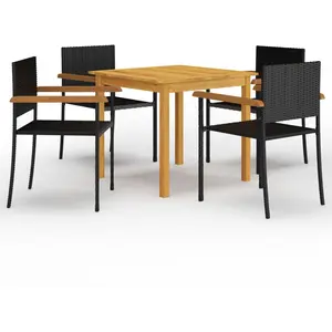 vidaXL Ensemble de salle à manger de jardin 5 pcs Noir pas cher