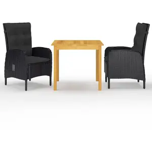 vidaXL Ensemble de salle à manger de jardin 3 pcs Noir pas cher