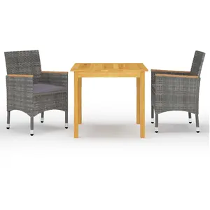 vidaXL Ensemble de salle à manger de jardin 3 pcs Gris pas cher