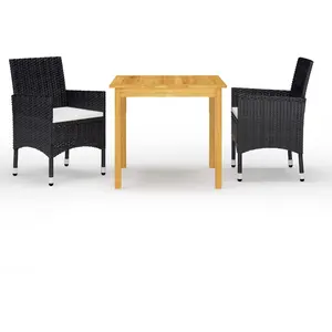 vidaXL Ensemble de salle à manger de jardin 3 pcs Noir pas cher