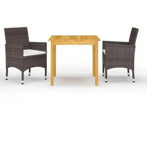 vidaXL Ensemble à manger de jardin 3 pcs Marron pas cher