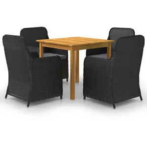 vidaXL Ensemble de salle à manger de jardin 5 pcs Noir pas cher