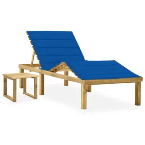 Comparateur de prix : vidaXL Chaise longue de jardin avec table et coussin Pin imprégné