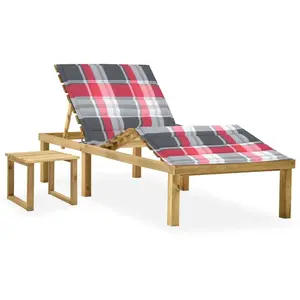 Comparateur de prix : vidaXL Chaise longue de jardin avec table et coussin Pin imprégné