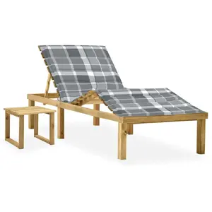 vidaXL Chaise longue de jardin avec table et coussin Pin imprégné pas cher