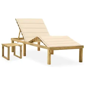vidaXL Chaise longue de jardin avec table et coussin Pin imprégné pas cher