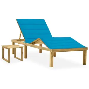 Comparateur de prix : vidaXL Chaise longue de jardin avec table et coussin Pin imprégné