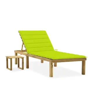 vidaXL Chaise longue de jardin avec table et coussin Pin imprégné pas cher