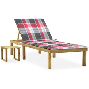 vidaXL Chaise longue de jardin avec table et coussin Pin imprégné pas cher