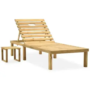 vidaXL Chaise longue de jardin avec table et coussin Pin imprégné pas cher