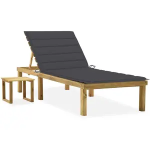 vidaXL Chaise longue de jardin avec table et coussin Pin imprégné pas cher