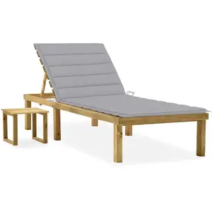 vidaXL Chaise longue de jardin avec table pin imprégné pas cher
