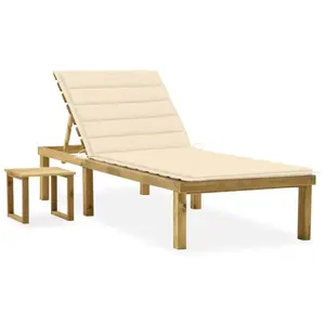 vidaXL Chaise longue de jardin avec table et coussin Pin imprégné pas cher