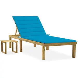 vidaXL Chaise longue de jardin avec table et coussin Pin imprégné pas cher