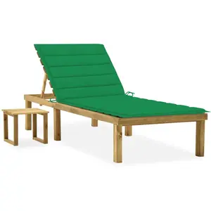 vidaXL Chaise longue de jardin avec table et coussin Pin imprégné pas cher