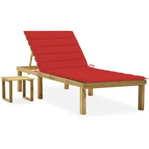 vidaXL Chaise longue de jardin avec table et coussin Pin imprégné pas cher