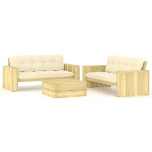 vidaXL Salon de jardin 3 pcs avec coussins bois de pin imprégné