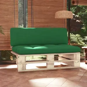 Canapé Palette Central En Pin Imprégné – Salon Jardin, Terrasse, Avec Coussin Confortable