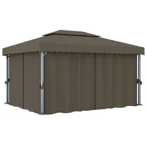 vidaXL Tonnelle avec rideau 4x3 m Taupe Aluminium pas cher