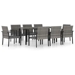 vidaXL Ensemble de salle à manger de jardin 9 pcs Résine tressée Gris pas cher