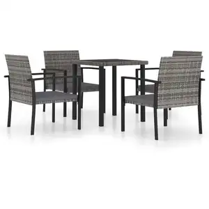 vidaXL Ensemble de salle à manger de jardin 5 pcs Résine tressée Gris pas cher