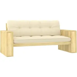 Comparateur de prix : vidaXL Banc de jardin avec coussins crème 179 cm Pin imprégné