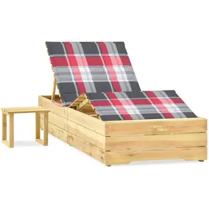 vidaXL Chaise longue de jardin avec table et coussin Pin imprégné pas cher
