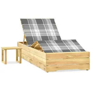 vidaXL Chaise longue de jardin avec table et coussin Pin imprégné pas cher