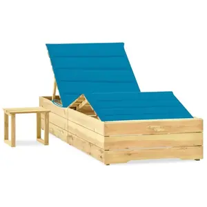 Comparateur de prix : vidaXL Chaise longue de jardin avec table et coussin Pin imprégné